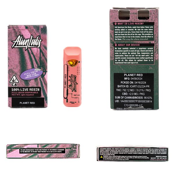 ALIEN LABS – DISPOSABLE RECHARGEABLE VAPE CARTS – LIVE RESIN – 1GM (1000MG
