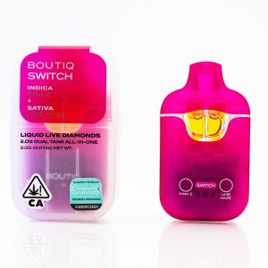 BOUTIQ – DISPOSABLE RECHARGEABLE VAPE CARTS – V.3 SWITCH DUAL TANK – W/ LIQUID LIVE DIAMONDS 2GM (2000MG